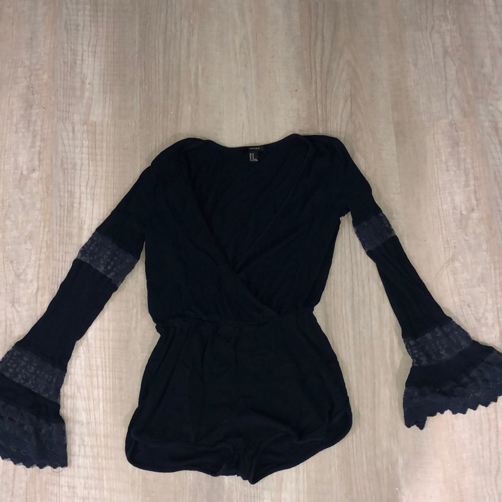 Navy Blue Flared Arm Romper
